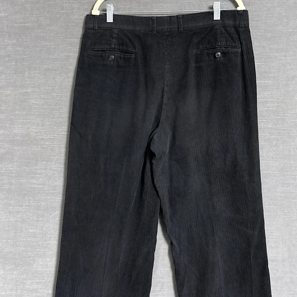 Vintage Louis Raphael Pants 36x31‎ Black Corduroy Pleated Cuffed 90s y2k Fall